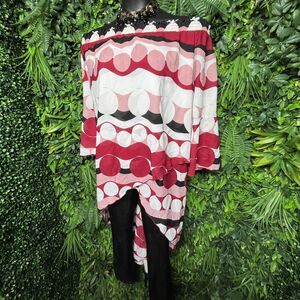 ASHLEY STEWART Tops‎ Women 30 /32 Red Pink Off Shoulder Flared Hi Low  1133